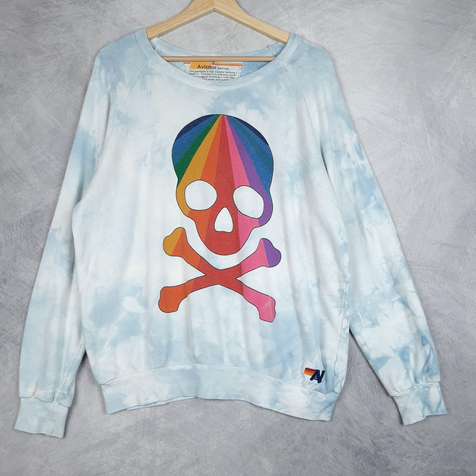 Aviator Nation Blue Tie-Dye Skull Sweatshirt